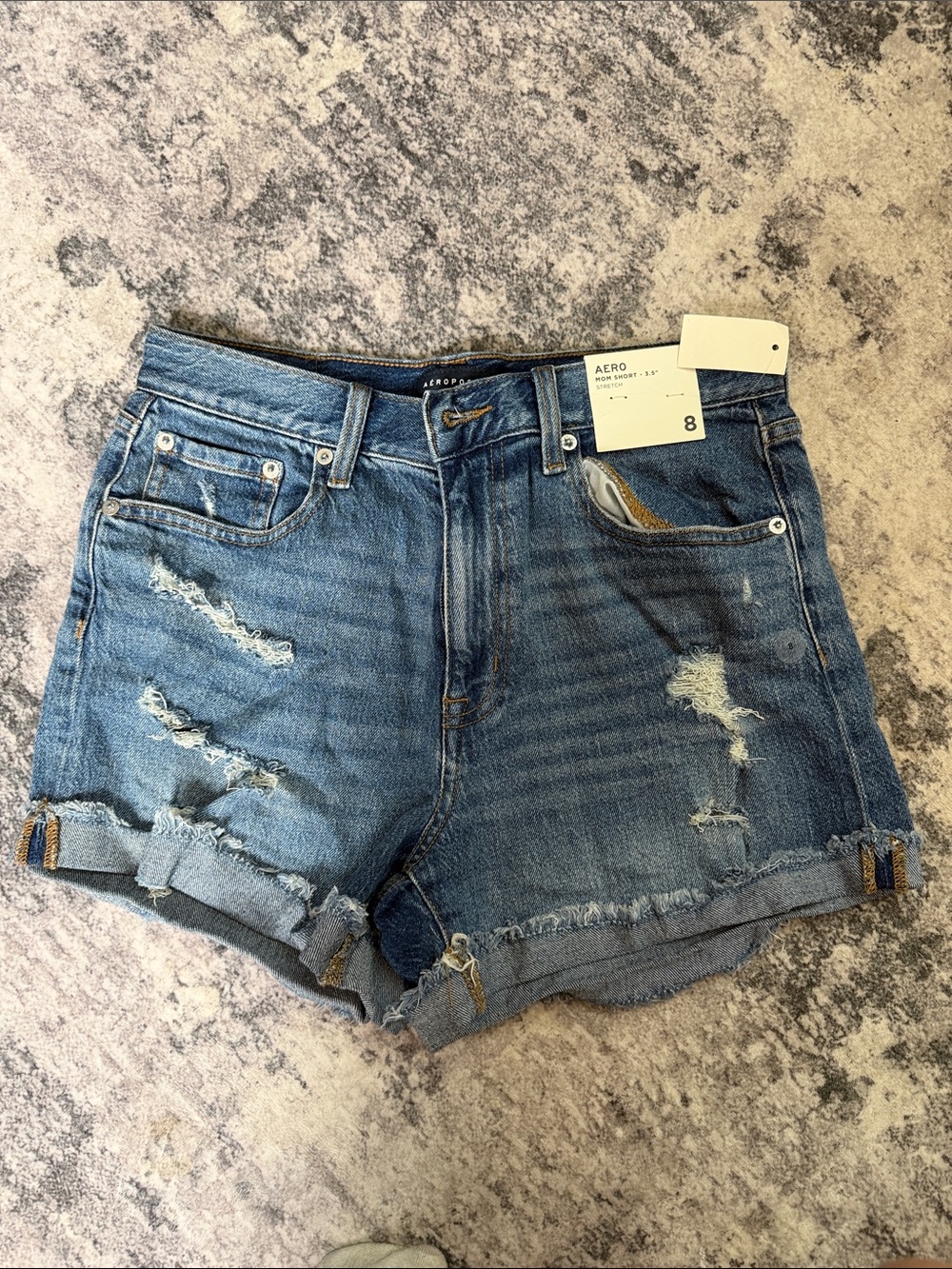 Aeropostale Women's Distressed Light Blue Denim Shorts